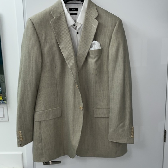 Nautica Sports Jacket Size 46T in EUC. Beige and Blue. 55% Viscose 45% Wool - Picture 4 of 16